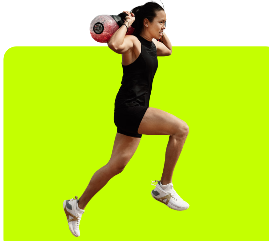 Athlete running with Fluid X aqua bag for stability training